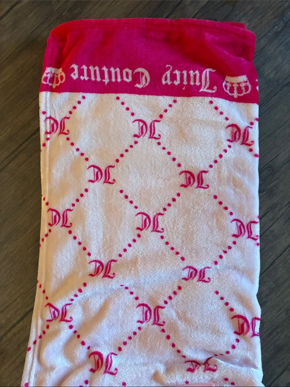 Juicy Couture Light Pink & Hot Pink Logo Plush Throw Blanket